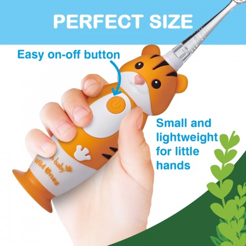 Brush-baby WildOnes Toby Tiger Rechargeable Sonic  Electric Toothbrush (0-10 year olds) 2 years warranty
